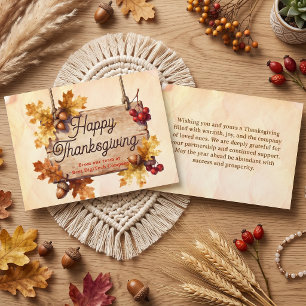 Corporate Thanksgiving Rustic Autumn Watercolor Card