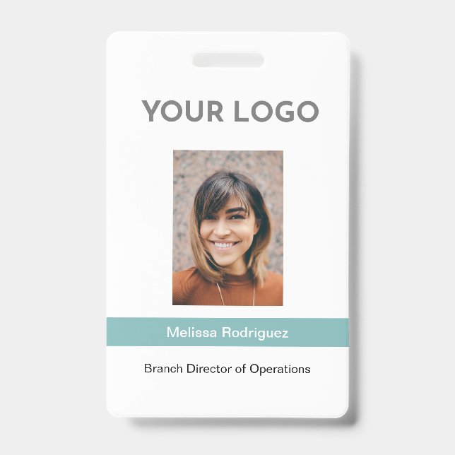 Corporate Turquoise Employee Photo ID Badge (Front)