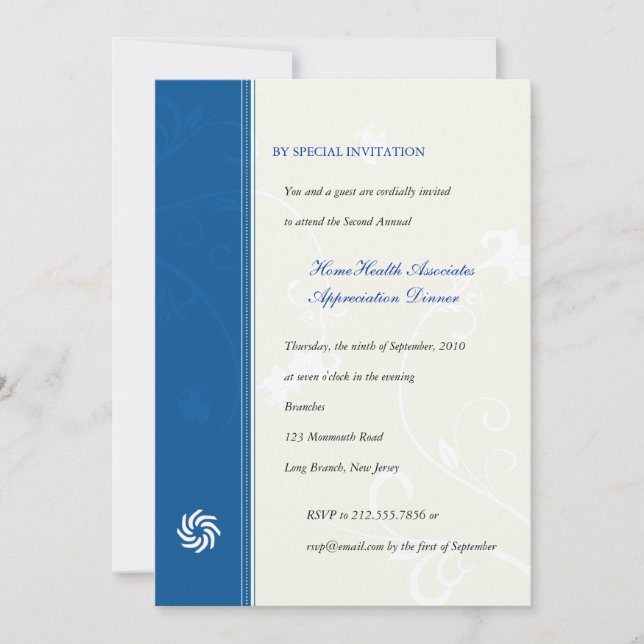 Corporate Vines Blue Invitation (Front)