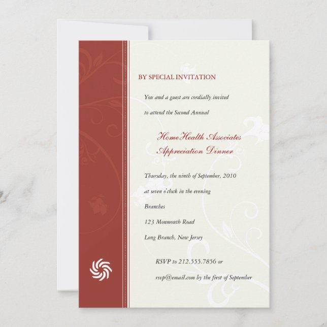 Corporate Vines Scarlet Invitation (Front)