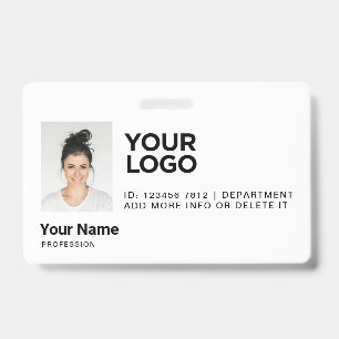 Corporate White Employee Modern Photo ID Security Badge