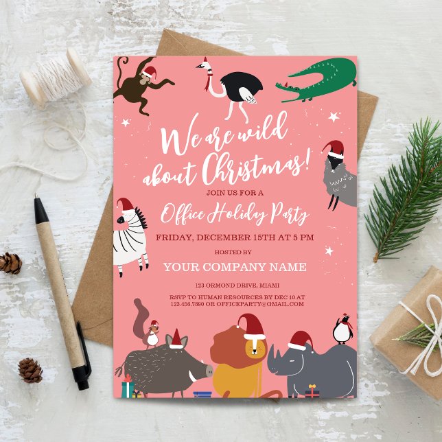 Corporate Wildlife Animals Christmas Party Invitation (Corporate Wildlife Animals Christmas Party Invitation)