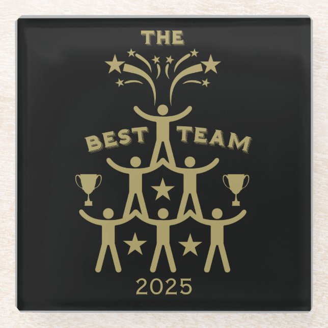 Corporate Work Team Gifts Glass Coaster (Front)