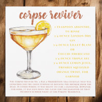 Corpse Reviver Cocktail Drink Recipe Card