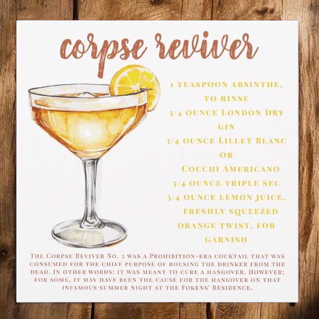 Corpse Reviver Cocktail Drink Recipe Card (Creator Uploaded)