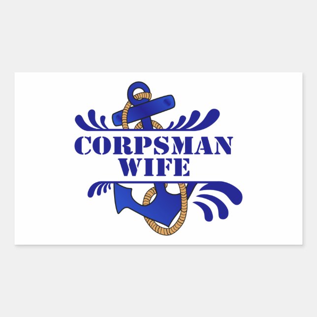 Corpsman Wife, Anchors Away! Rectangular Sticker (Front)