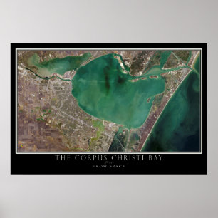 Corpus Christi Bay Texas From Space Satellite Map Poster