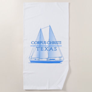 Corpus Christi Coastal Nautical Sailing Sailor Beach Towel