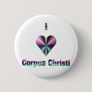 Corpus Christi -- Purple & Turquoise 6 Cm Round Badge