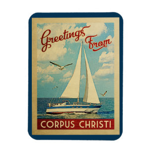 Corpus Christi Sailboat Vintage Travel Texas Magnet
