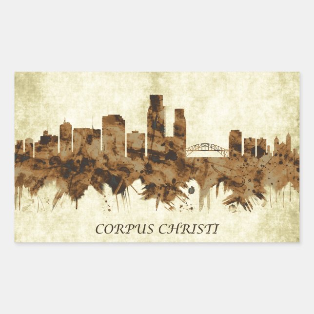 Corpus Christi Texas Cityscape Rectangular Sticker (Front)