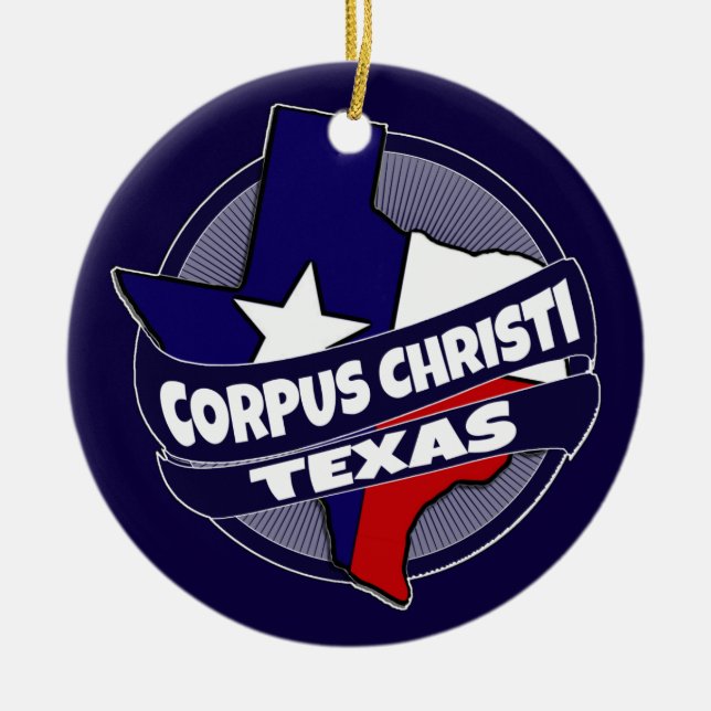 Corpus Christi Texas flag burst holiday ornament (Front)