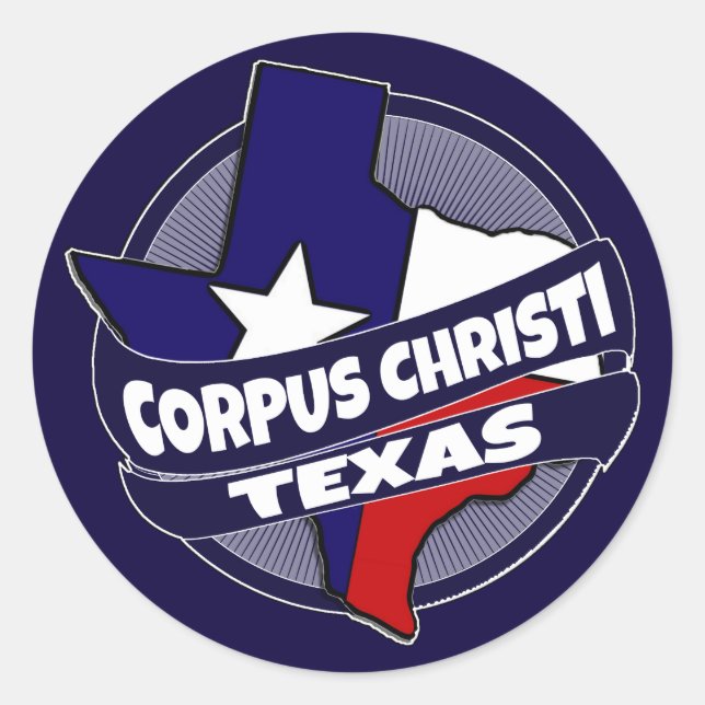 Corpus Christi Texas flag burst stickers (Front)