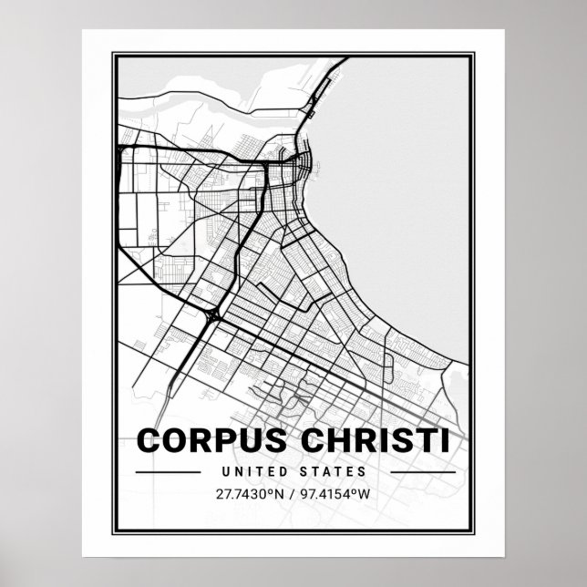 Corpus Christi Texas USA Travel City Map Poster (Front)