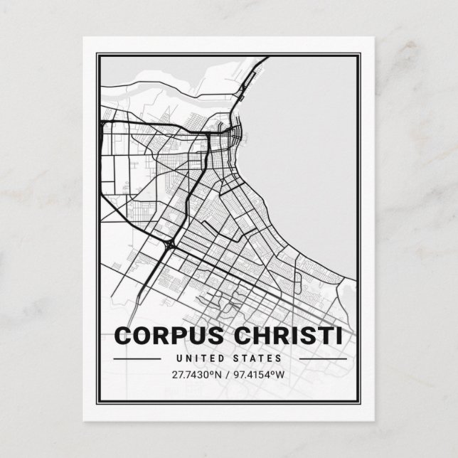 Corpus Christi Texas USA Travel City Map Poster Postcard (Front)