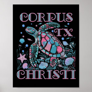 Corpus Christi Tx Turtle Lover Colorful Beach Souv Poster