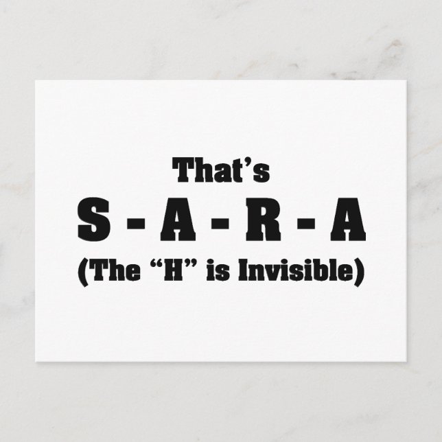 Correct Spelling of Sara Postcard (Front)