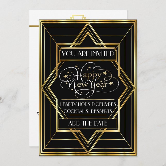 Corrected Deco Champagne Celebration Invitation (Front/Back)