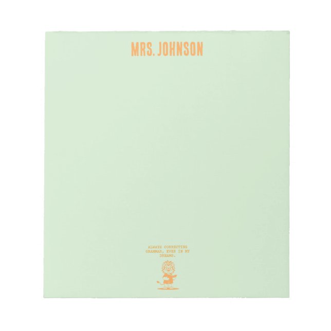 Correcting Grammar In My Dreams Funny Teacher Notepad (Front)