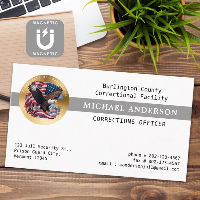 Correctional Department Parole Officer Prison Logo Magnetic Business Card (Creator Uploaded)