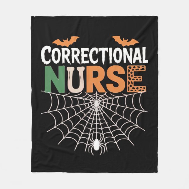 Correctional Nurse Halloween Pumpkin Classic T-Shi Fleece Blanket (Front)