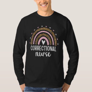 Correctional Nurse Nursing Leopard Rainbow Forensi T-Shirt