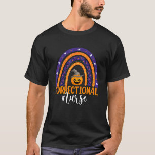 Correctional Nurse Rainbow Halloween Pumpkin Costu T-Shirt