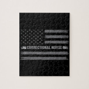 Correctional Nurse US Flag Vintage Health Care Jigsaw Puzzle