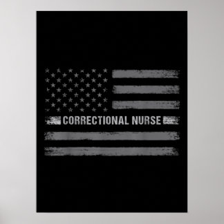 Correctional Nurse US Flag Vintage Health Care Poster