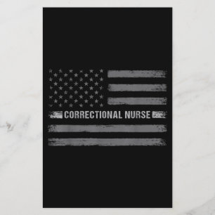 Correctional Nurse US Flag Vintage Health Care Stationery