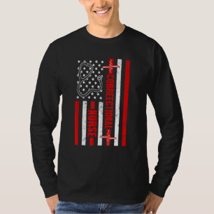 Correctional Nurse Usa American Flag Heartbeat Ste T-Shirt