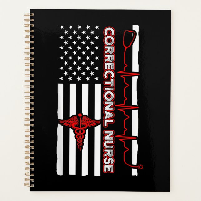 Correctional Nurse USA Flag Nursing RN Planner (Front)