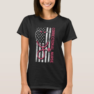 Correctional Nurse Vintage USA Flag Stethoscope Nu T-Shirt