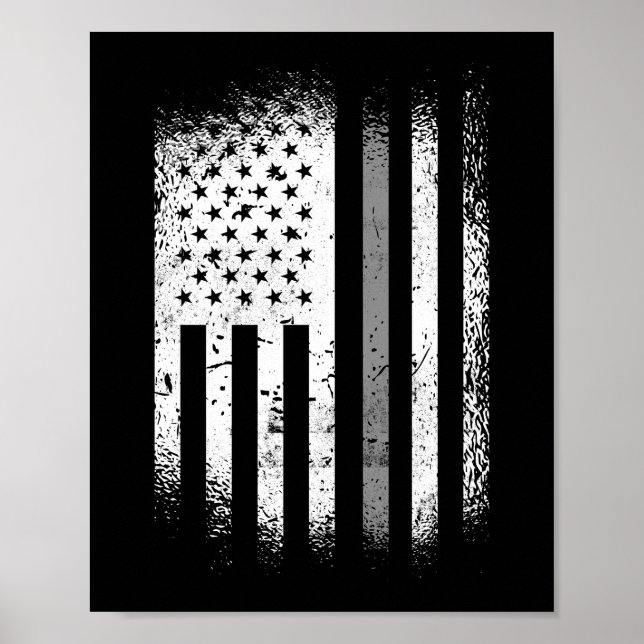 Correctional Officer American Flag Thin Silver Poster (Front)