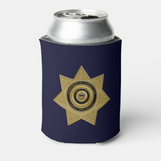 Correctional Officer Badge, Gold Blue-Can Cooler (Can Back)