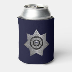 Correctional Officer Badge,Silver Blue-Can Cooler