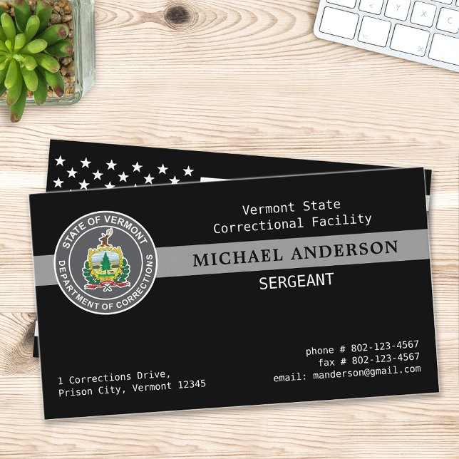 Correctional Officer Custom Logo Thin Grey Line Bu Business Card (Creator Uploaded)