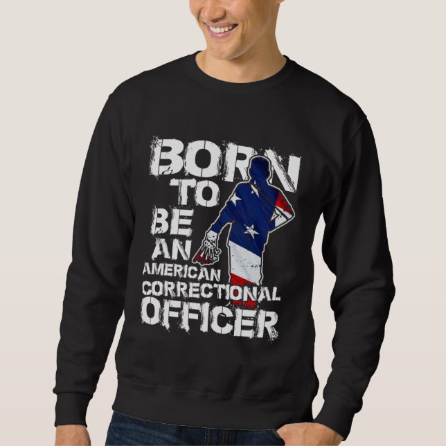Correctional Officer Distressed American USA Flag Sweatshirt (Front)