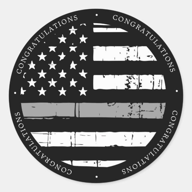 Correctional Officer Graduation Thin Grey Line  Classic Round Sticker (Front)