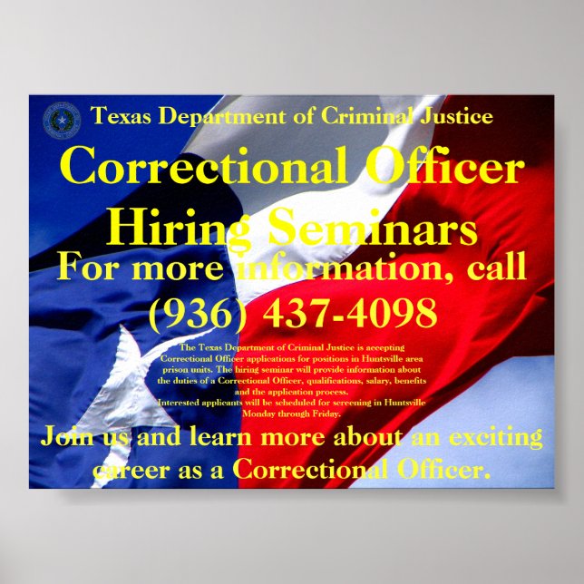 Correctional Officer Hiring Seminars Poster (Front)