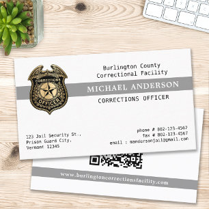 Correctional Officer Jail Security Custom QR Code Business Card