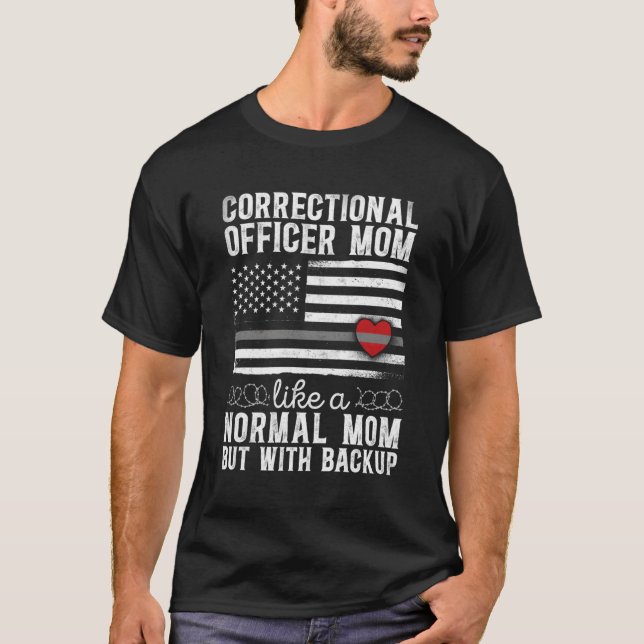 Correctional Officer Mum Mother He American Flag T-Shirt (Front)