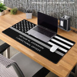 Correctional Officer Personalised Thin Grey Line Desk Mat<br><div class="desc">Thin Grey Line American Flag Correctional Officer Desk Mat - USA American flag design in Correctional Officer Flag colours. Perfect for all Correctional Officer officers, probation officer, parole officer, jailer. Personalise this thin silver line desk mat with name, and title . Perfect for correctional officer graduation gifts, probation officer gifts,...</div>