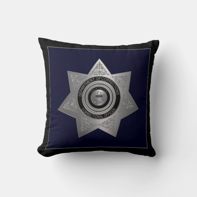 Correctional Officer Pillow Silver and Blue (Front)