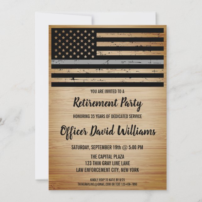 Correctional Officer Retirement Thin Grey Line Inv Invitation (Front)