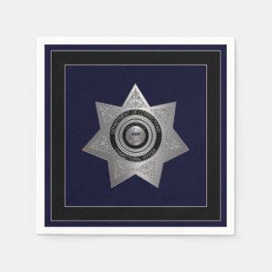 Correctional Officer Silver Badge Sq-Paper Napkins