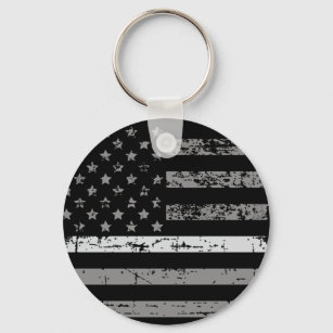 Correctional Officer Thin Grey Line American Flag Key Ring