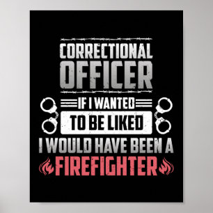 Correctional Officer Thin Silver Line Police Poster