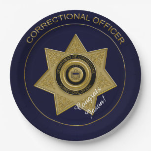 Correctional Officers Badge, Gold 01-Paper Plates