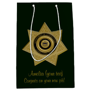 Correctional Officers Badge,Gold-Gree-Med Gift Bag